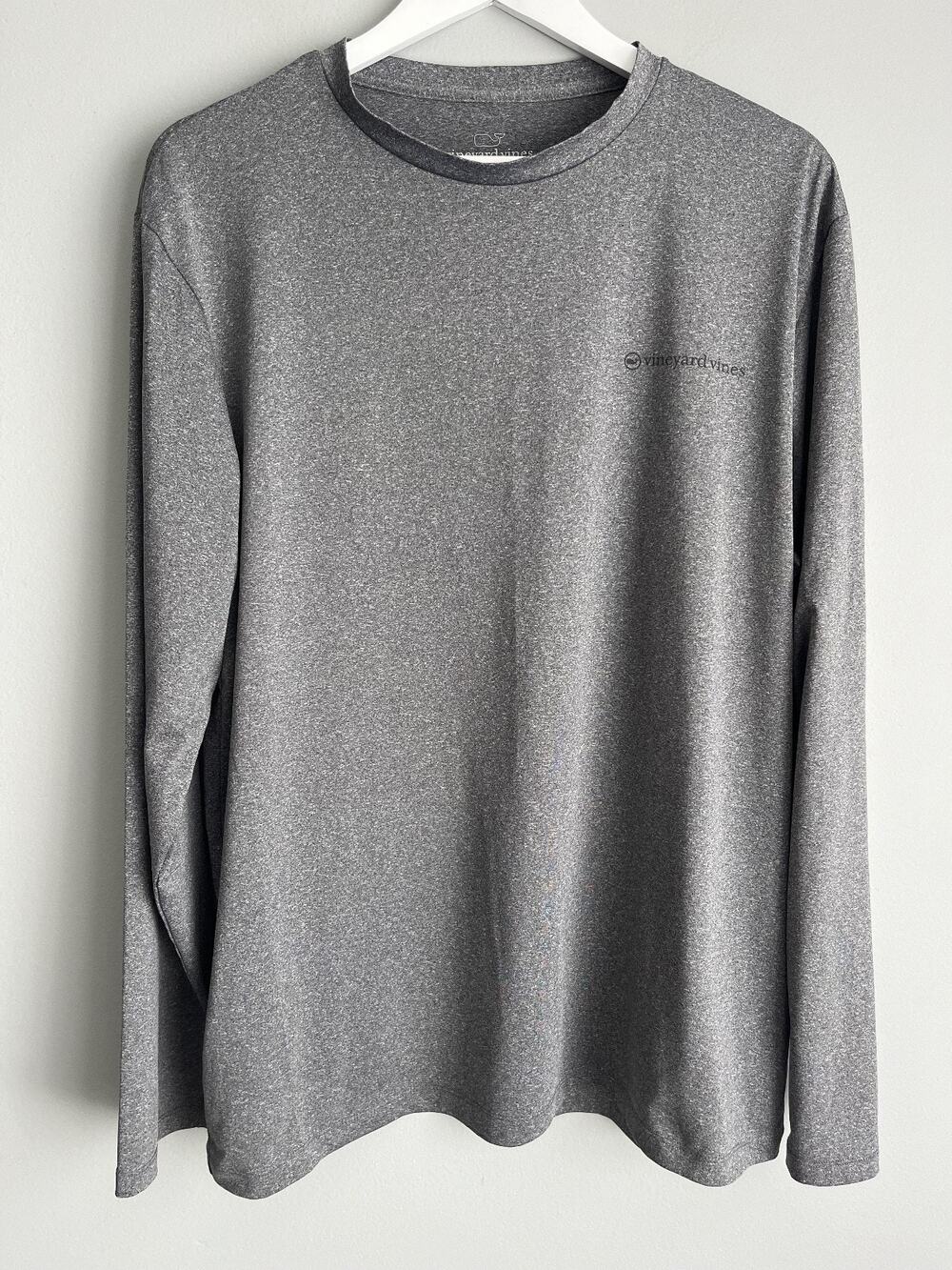 Vineyard Vines Performance Long Sleeve Shirt Mens L Grey Heather Athletic Preppy